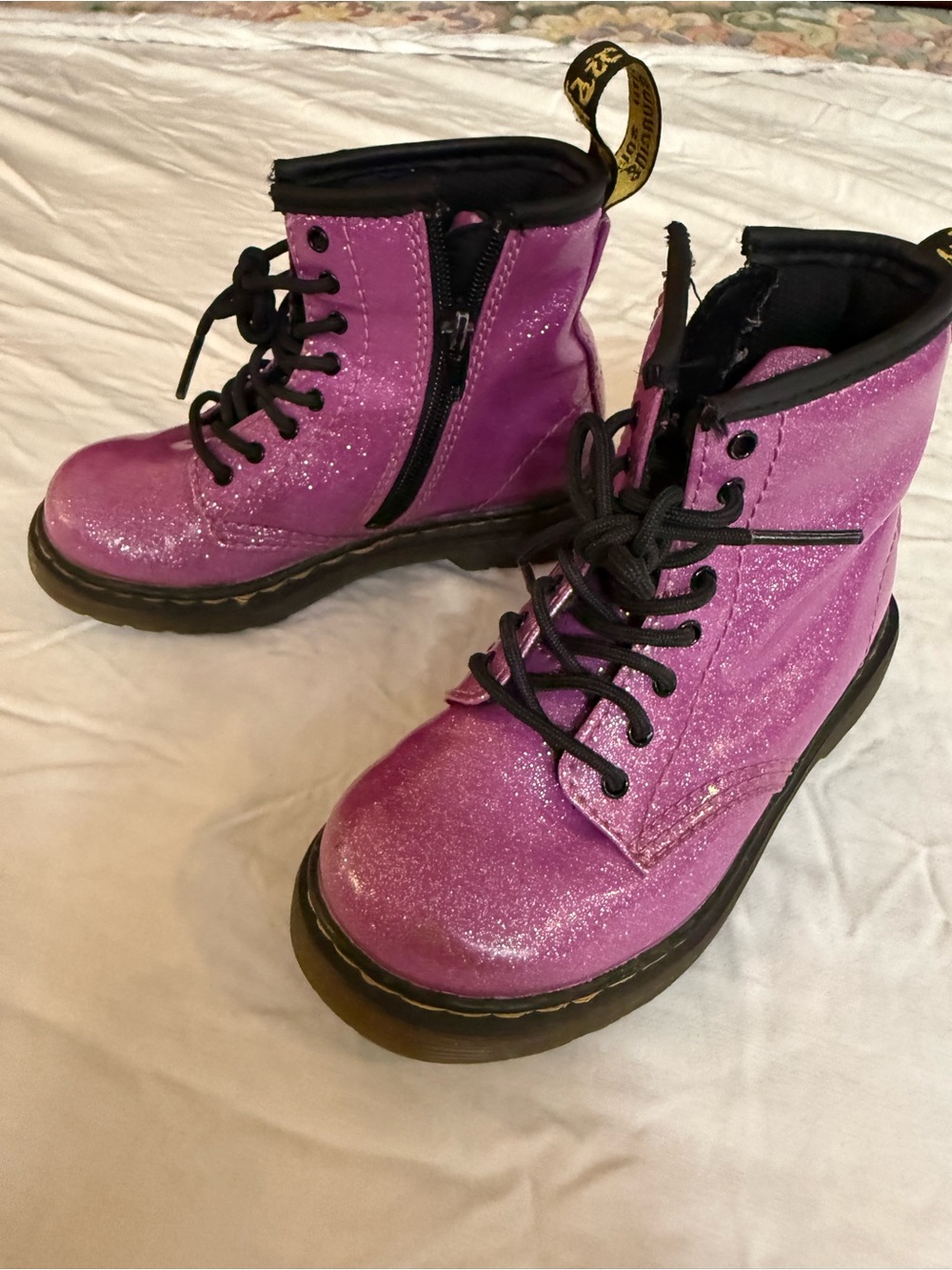 Kids Pink Glitter Boots